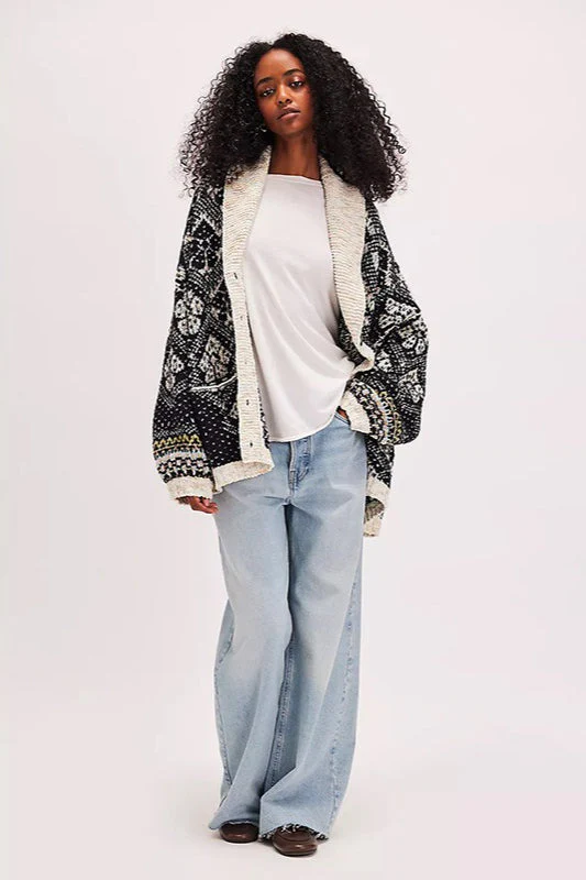 Casual Single Breasted V Neck Square Knit Cardigan - Image 4
