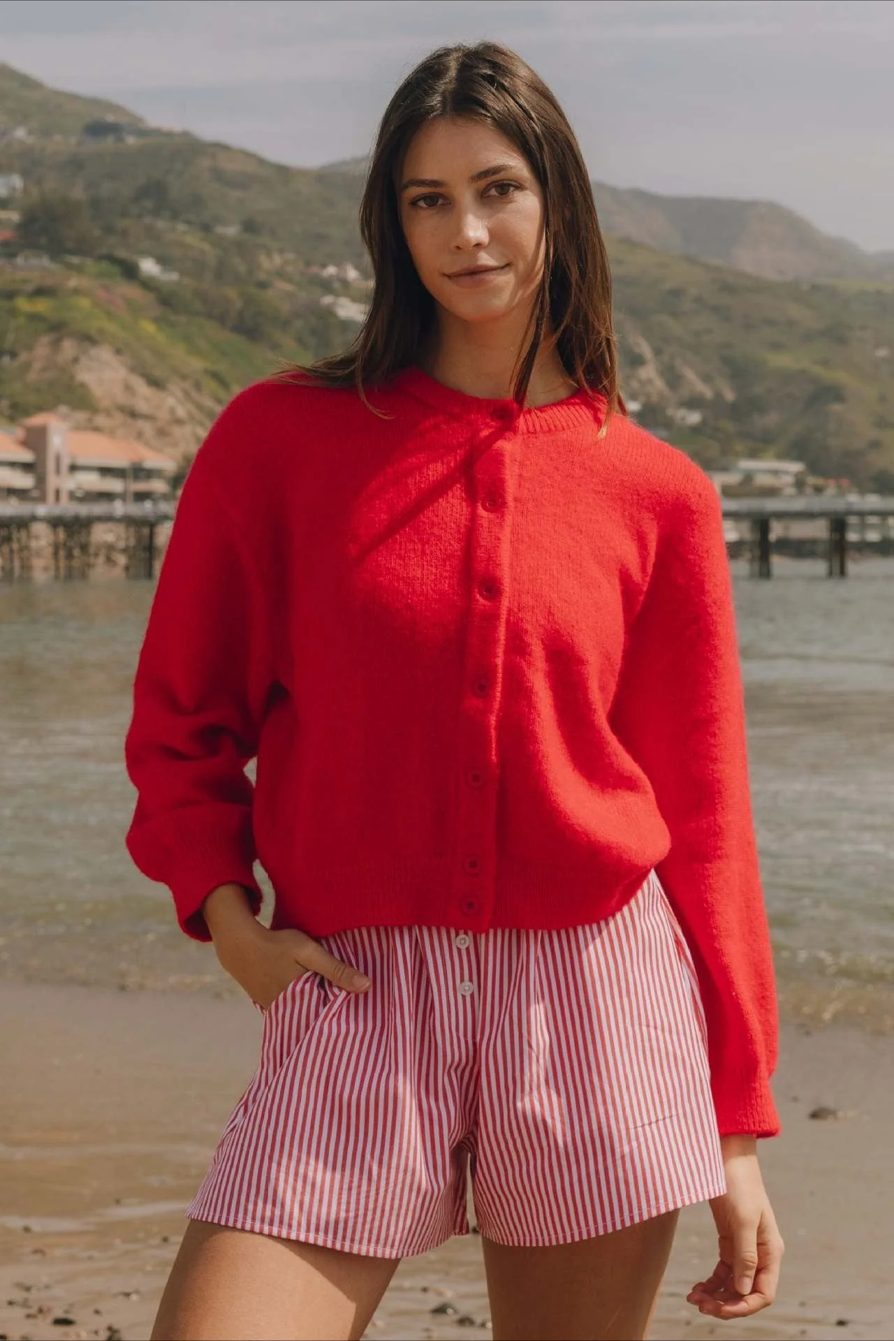 Casual Solid Buttoned Long Sleeve Knit Cardigan - Image 11