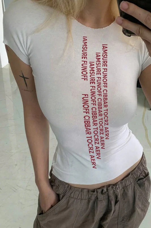 Casual Street Sexy Letter Print Minimalist T-shirt - Image 4