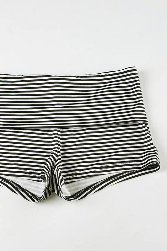 Casual Striped Halter Cuff Hem Two Piece Set - Image 7