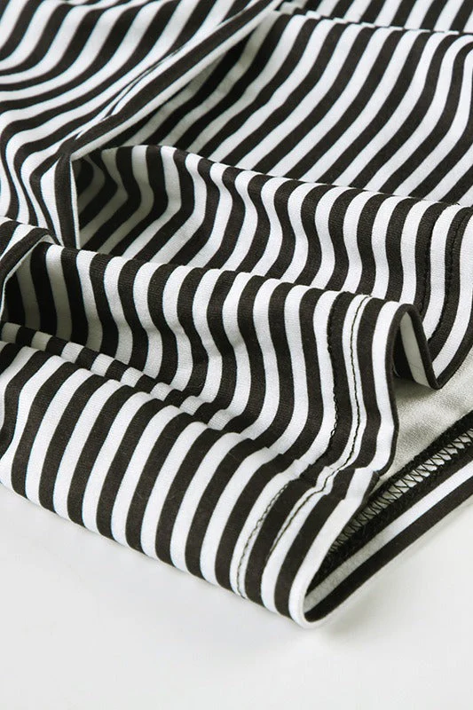 Casual Striped Halter Cuff Hem Two Piece Set - Image 8