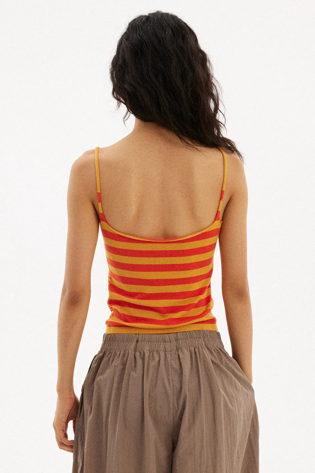 Casual Striped Orange Stretch Slim Cami Top - Image 5
