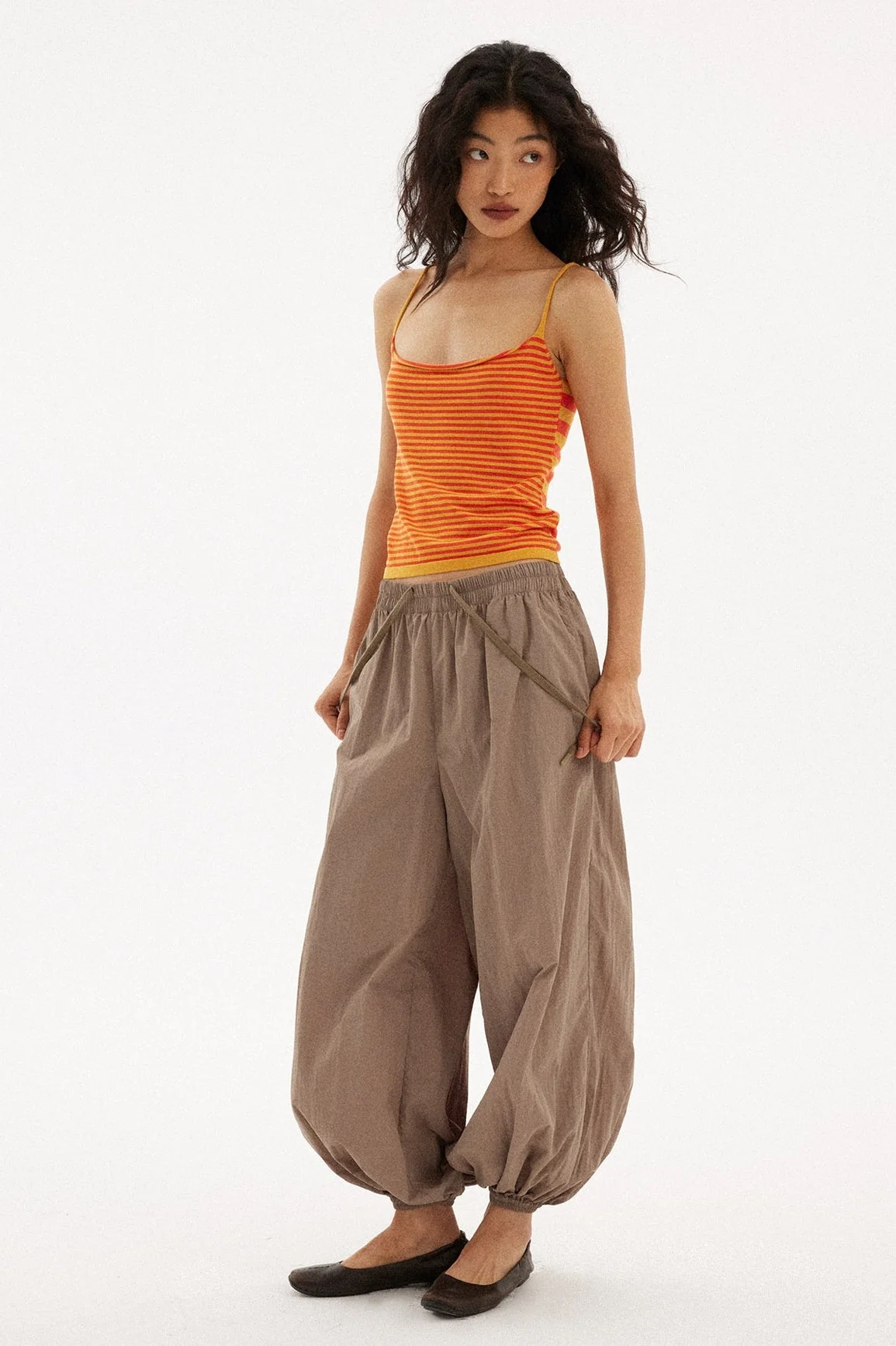 Casual Striped Orange Stretch Slim Cami Top - Image 6