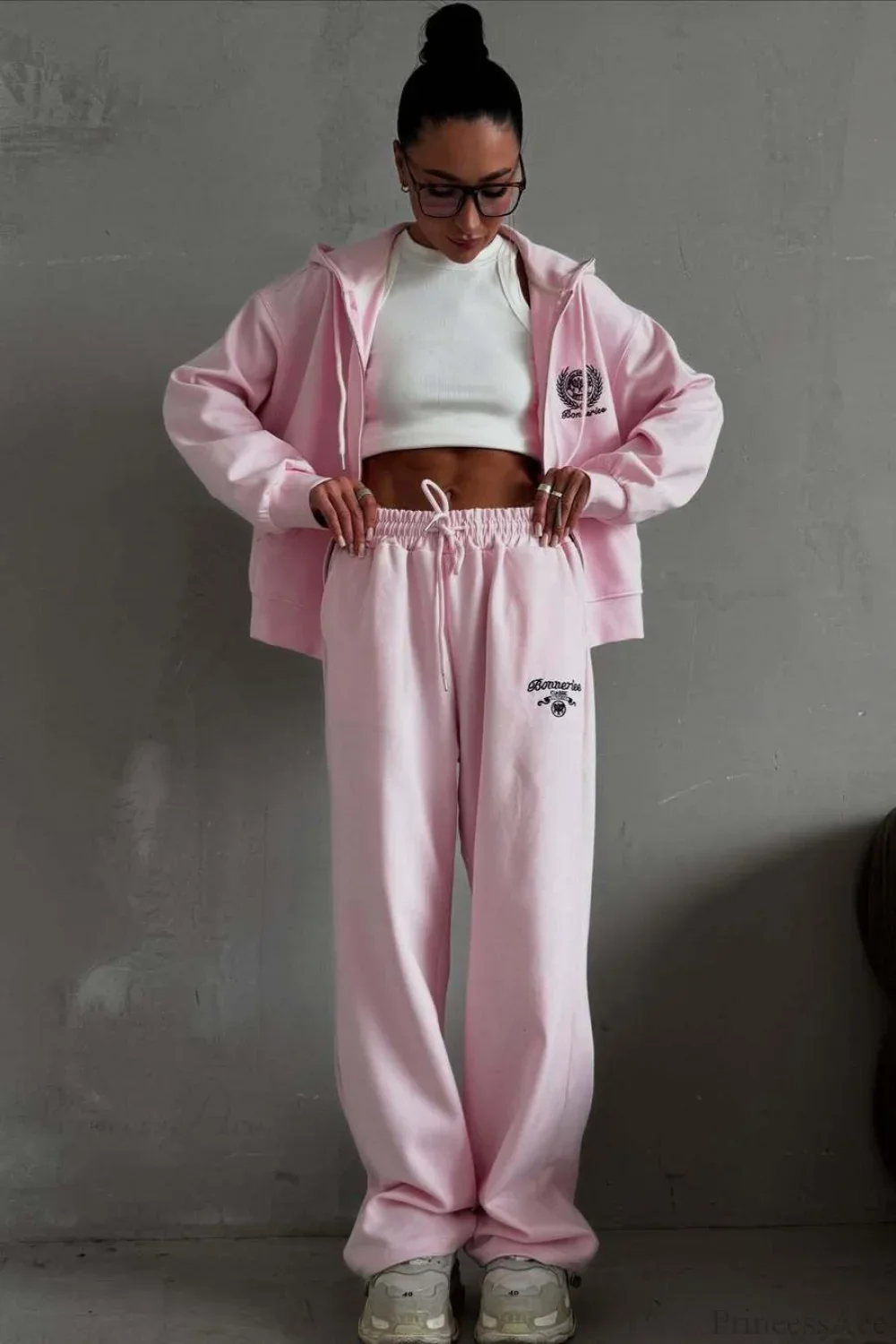 Casual Zip Hooded Embroidered Sweatpants Two Piece Set - Image 4