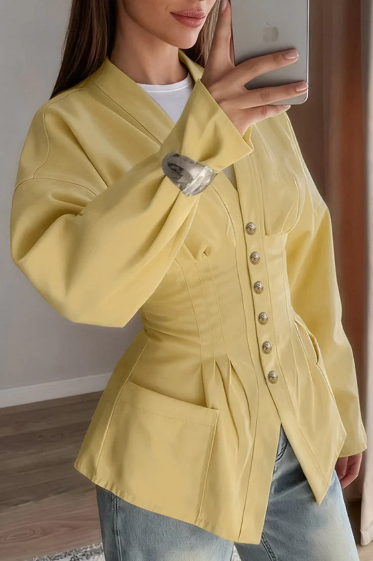 Chanel-inspired Pleated Slim Vintage Waist Blazer - Image 3
