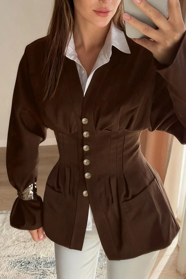 Chanel-inspired Pleated Slim Vintage Waist Blazer - Image 5