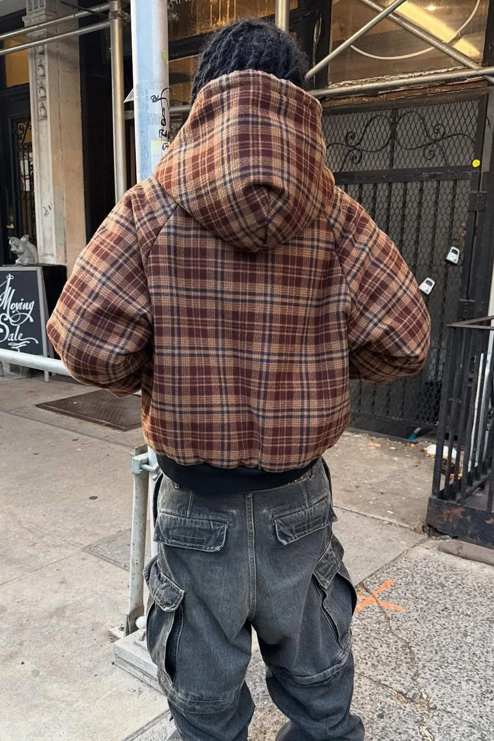 Checked Lined Reversible Fashion Hoodie - Image 3