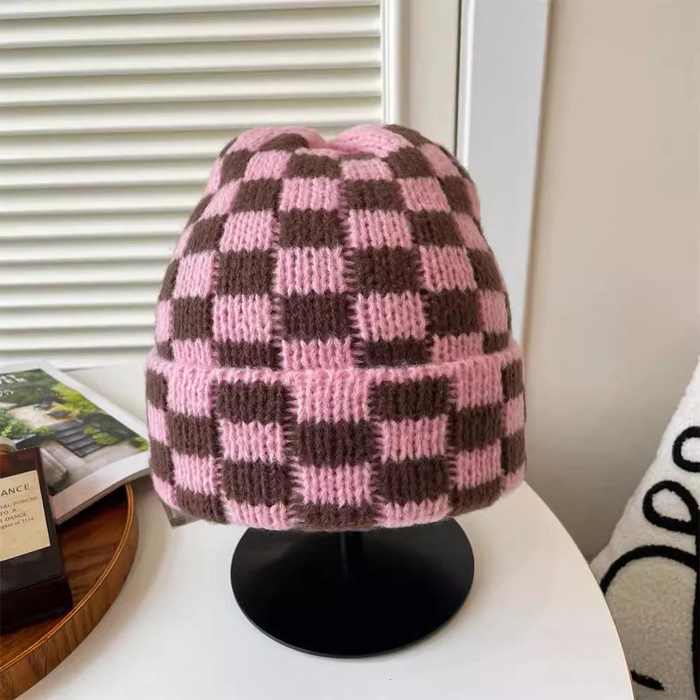 Checkered Knit Hat - Image 5