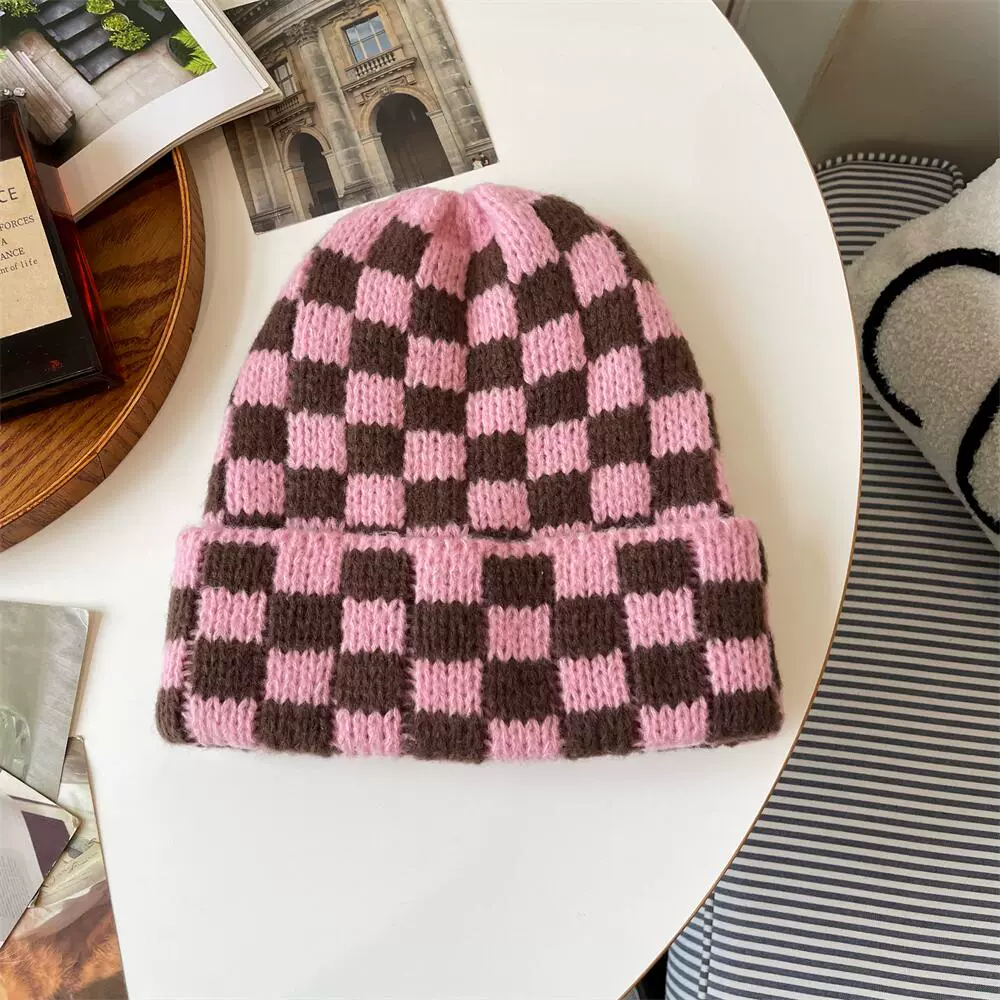 Checkered Knit Hat - Image 6