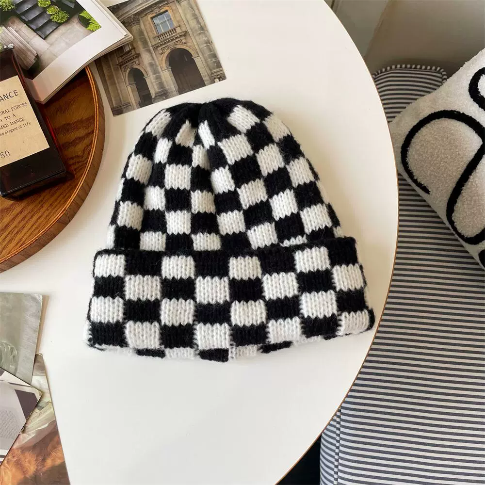 Checkered Knit Hat - Image 7