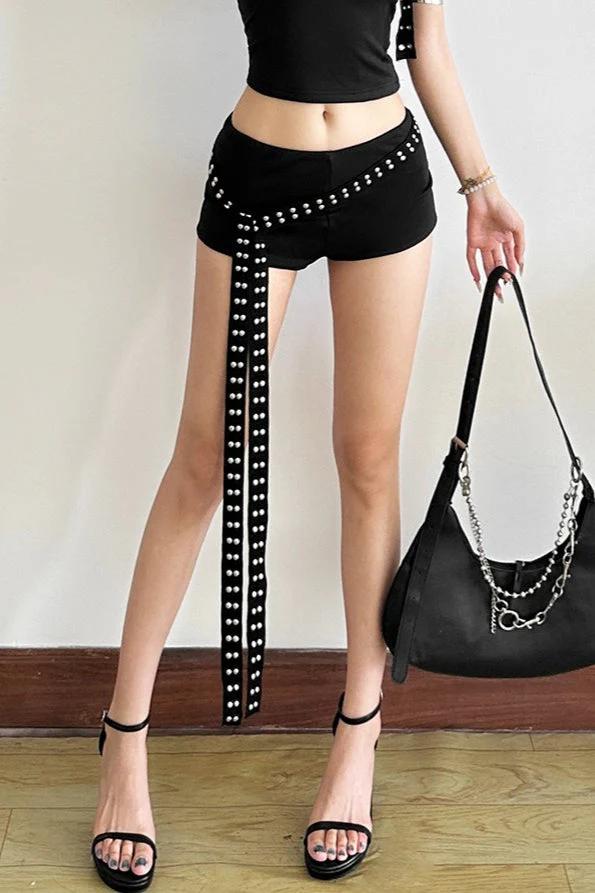 Chic Asymmetric Shoulder Slim Shorts Two Piece Set - Image 7