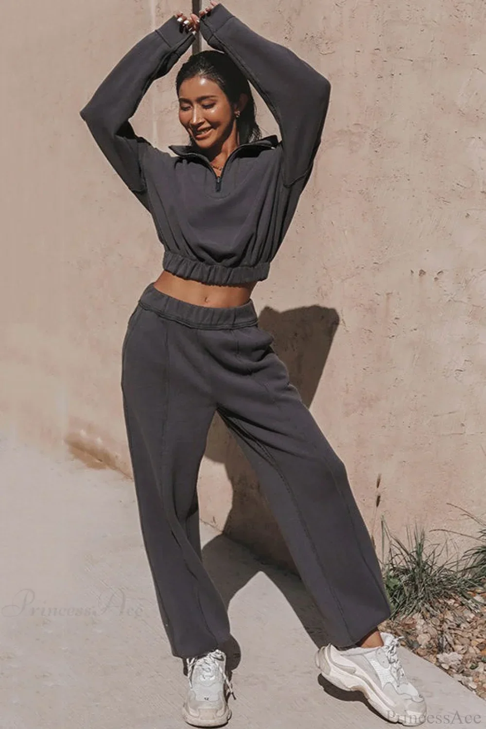 Chic Athleisure Stand Collar Sweatshirt Elastic Jogger Two Piece Set - Image 8