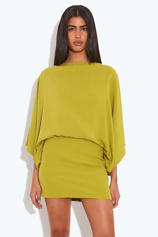 Chic Back Deep V Cowl Neck Loose Mini Dress - Image 2