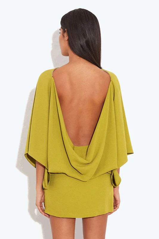Chic Back Deep V Cowl Neck Loose Mini Dress - Image 5