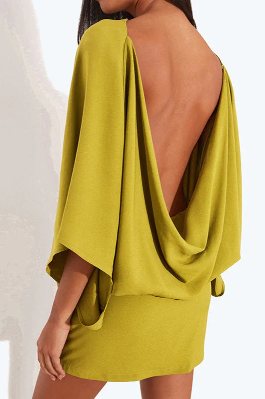 Chic Back Deep V Cowl Neck Loose Mini Dress - Image 6