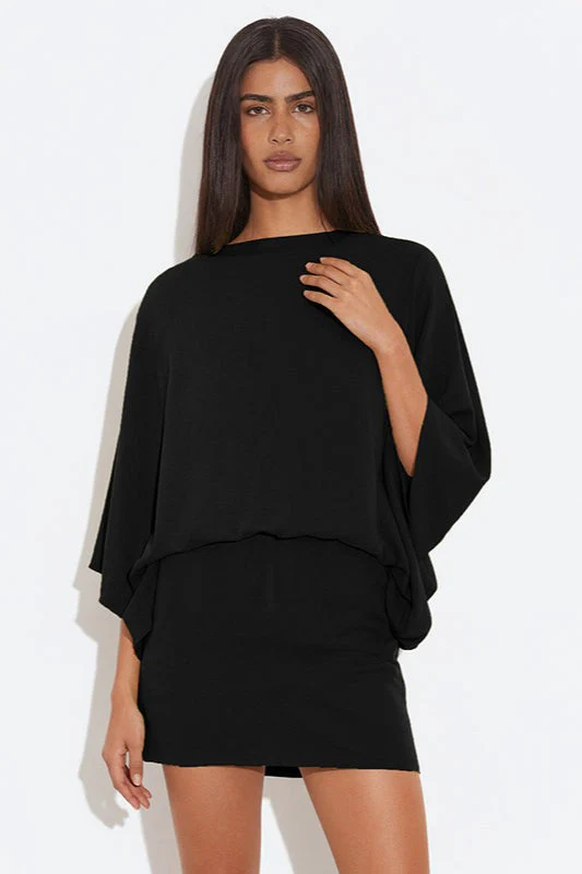 Chic Back Deep V Cowl Neck Loose Mini Dress - Image 7