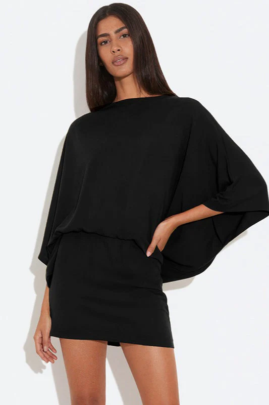 Chic Back Deep V Cowl Neck Loose Mini Dress - Image 8