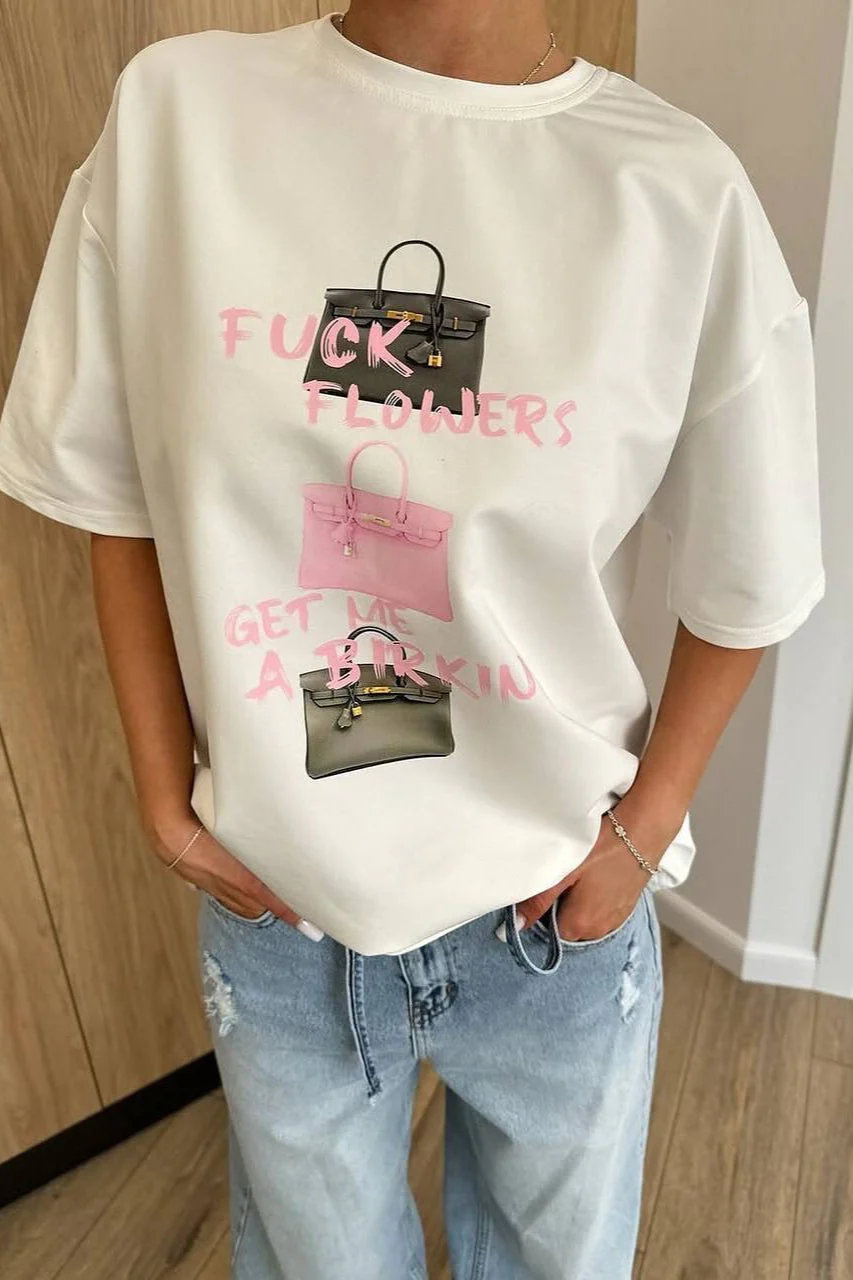 Chic Bag Print Cotton T-shirt - Image 2