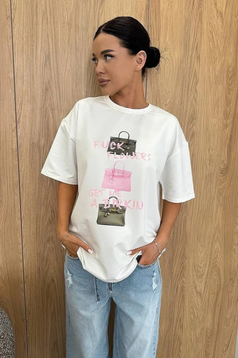 Chic Bag Print Cotton T-shirt - Image 3