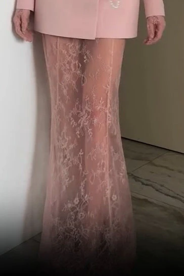 Chic Blazer Lace Skirt Two Piece Set - Image 5
