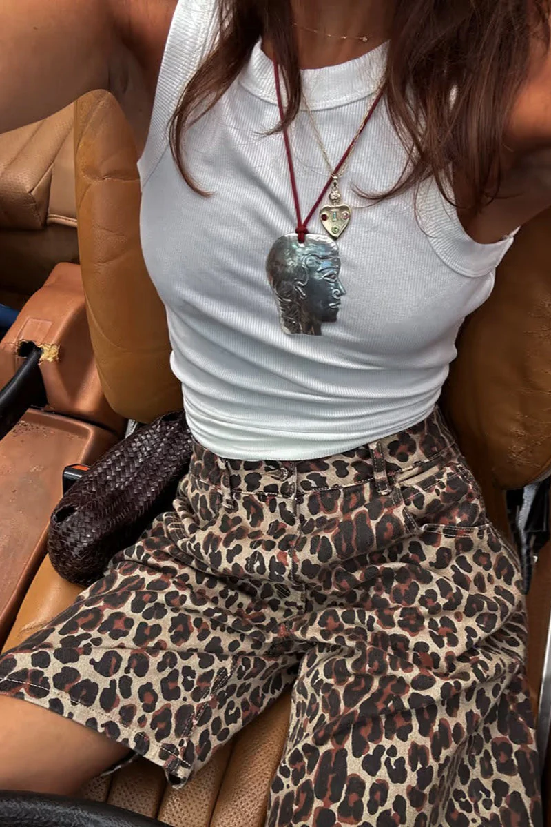 Chic Casual Cotton Leopard Print Shorts - Image 2