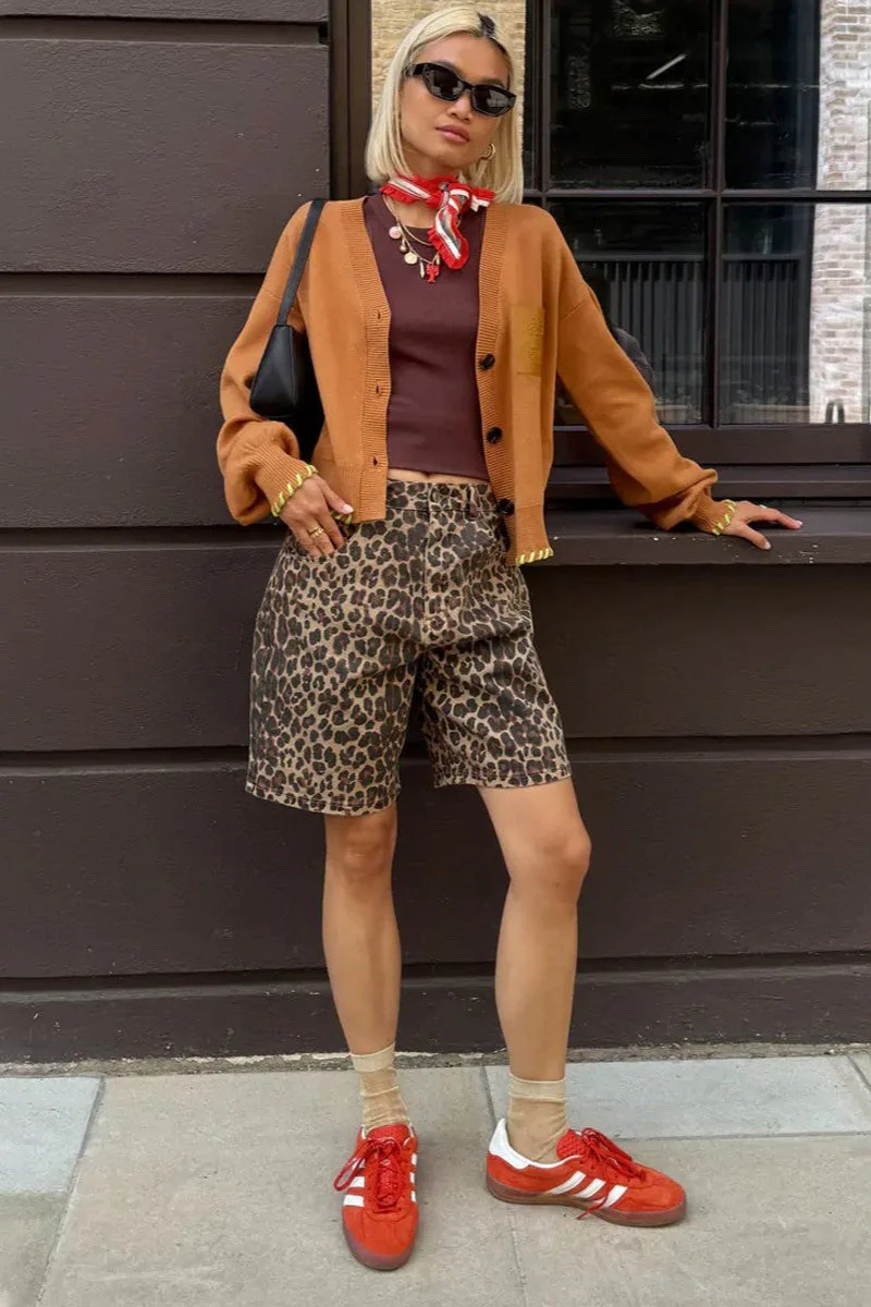 Chic Casual Cotton Leopard Print Shorts - Image 3