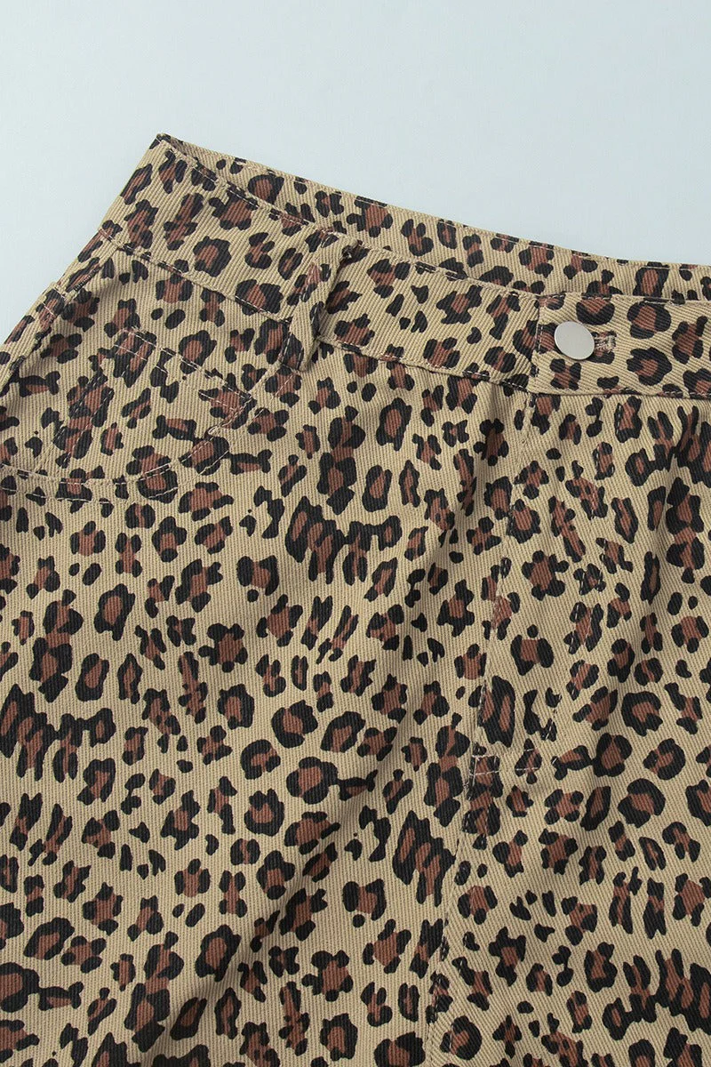 Chic Casual Cotton Leopard Print Shorts - Image 5