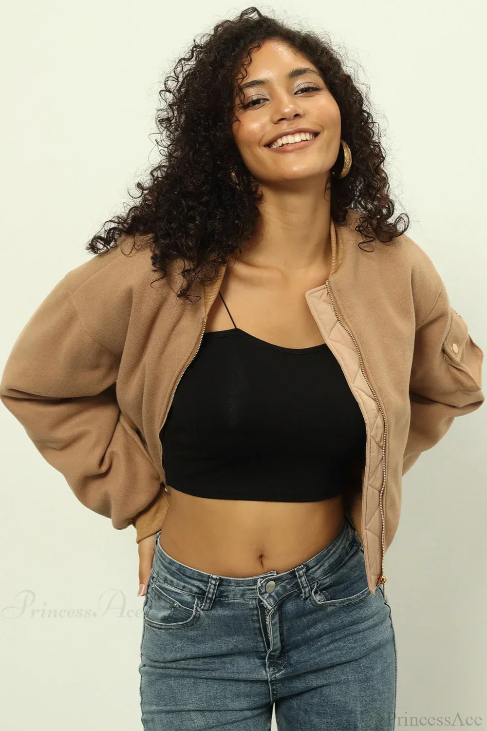 Chic Casual Quilted Wool Bomber Jacket - Image 3