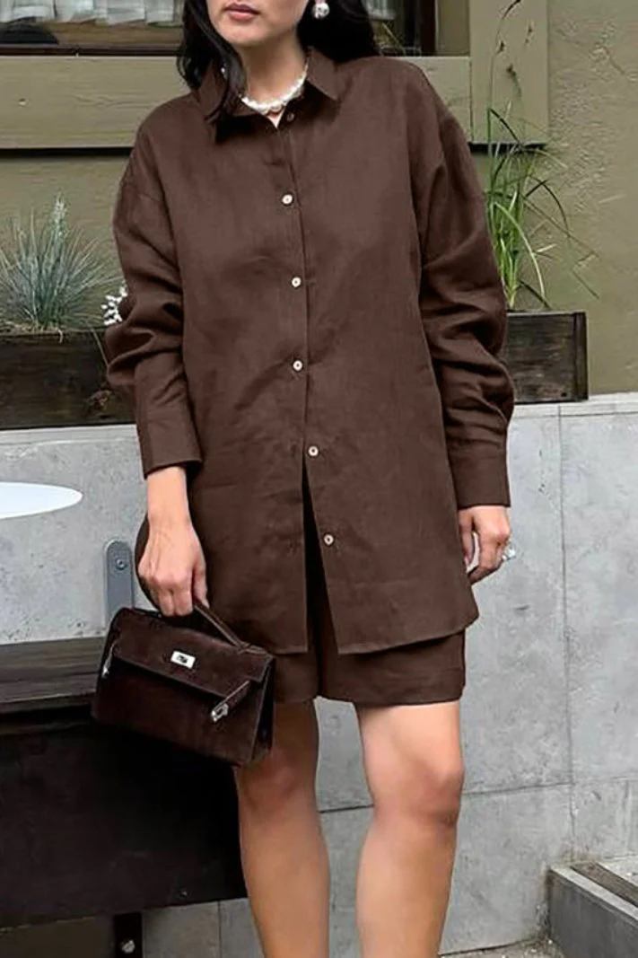 Chic Casual Versatile Cardigan Shorts Two Piece Set - Image 5