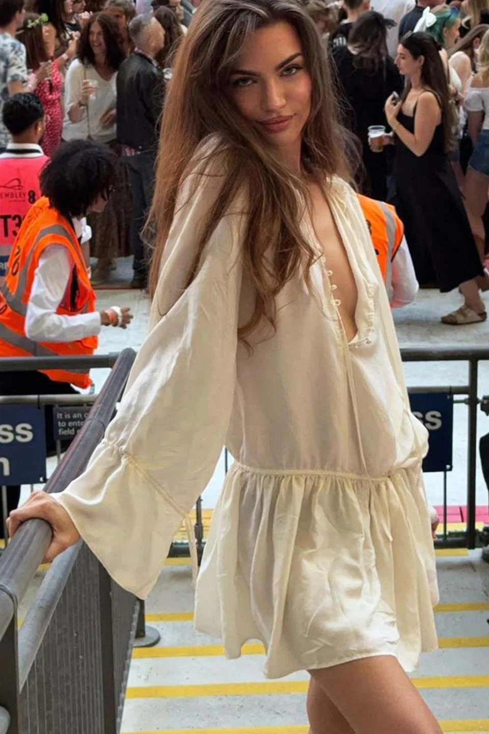 Chic Elegant Deep V Tie Ruffle Sleeve Mini Dress - Image 3