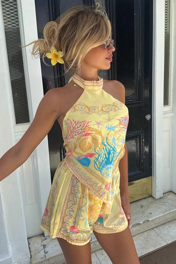 Chic Ethnic Print Halter Loose Two Piece Set - Image 5