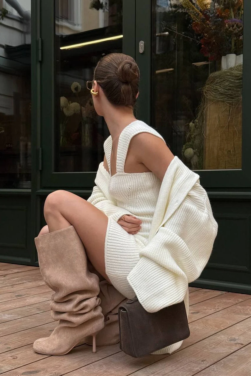 Chic Fitted Knit Cami Bodycon Mini Dress - Image 5