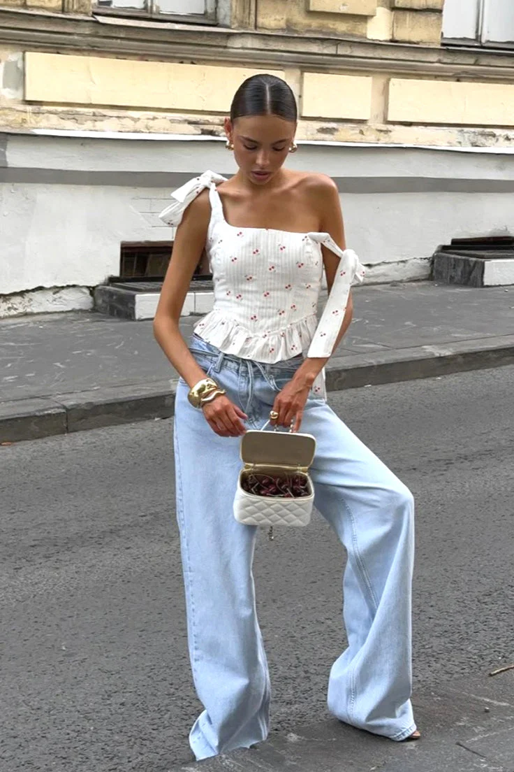 Chic Floral Print Ruffle Tie Cami Top - Image 4