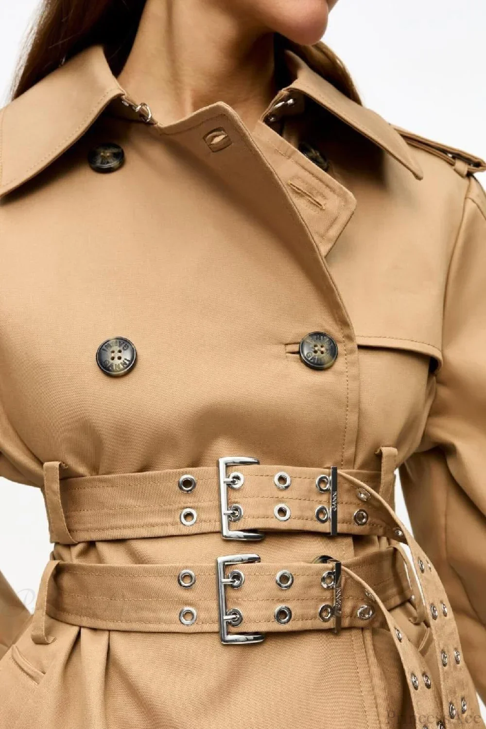 Chic Hooded Double Belted Cropped Coat - Image 2