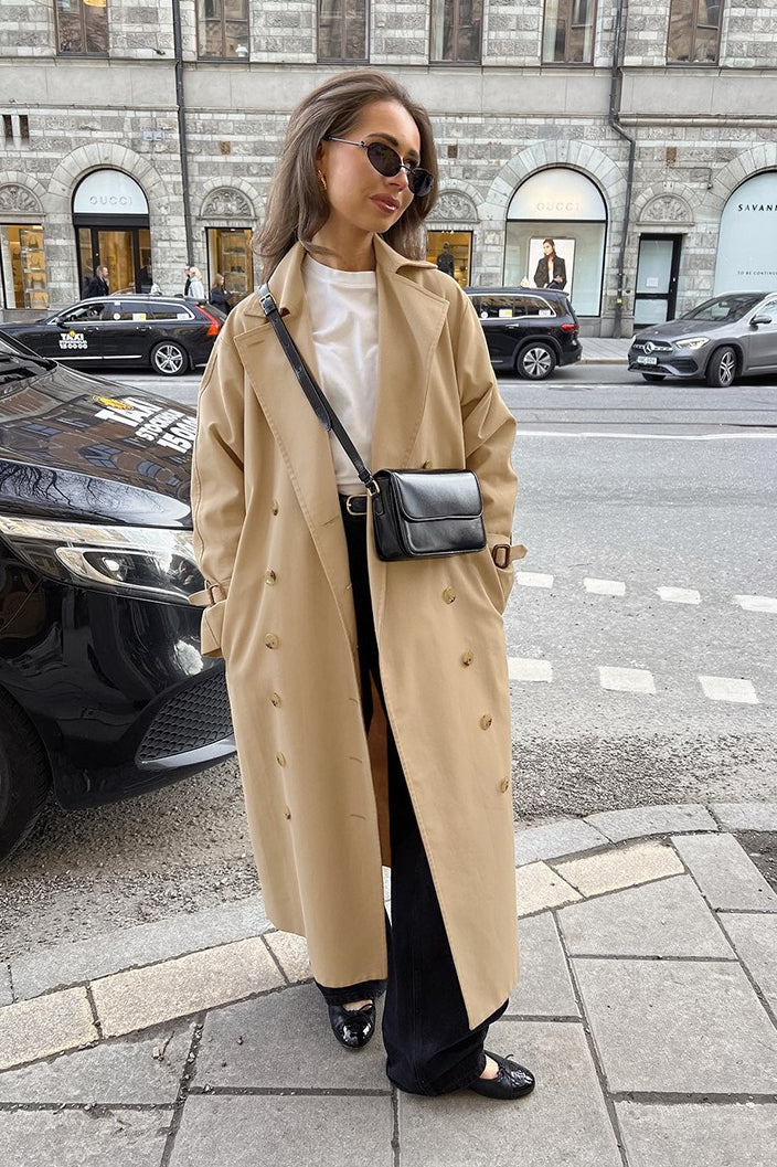 Chic Khaki Longline Double Breasted  Overcoat - Image 2