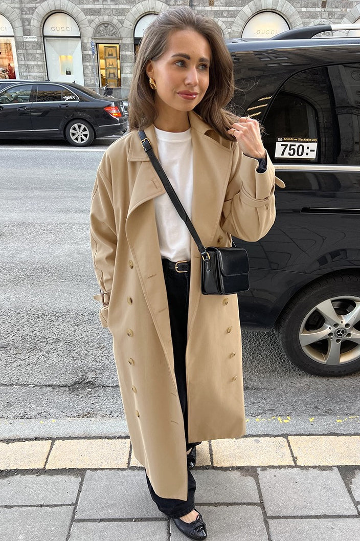 Chic Khaki Longline Double Breasted  Overcoat - Image 4