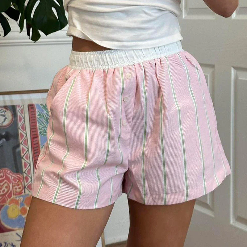 Chic Loose Color Block Striped Shorts - Image 3