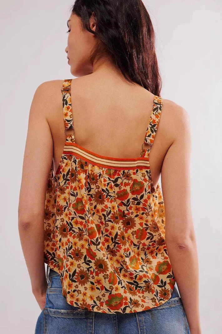 Chic Loose Floral Print Slit Cami Top - Image 3