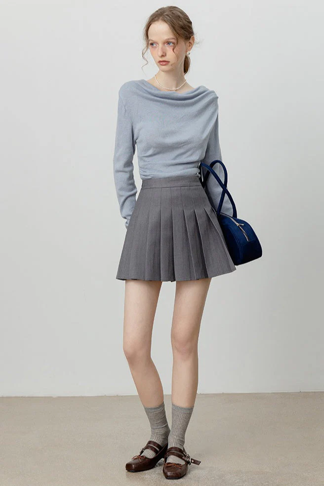 Chic Off Shoulder Tie Waist Cowl Neck Long Sleeve Tee - Image 6
