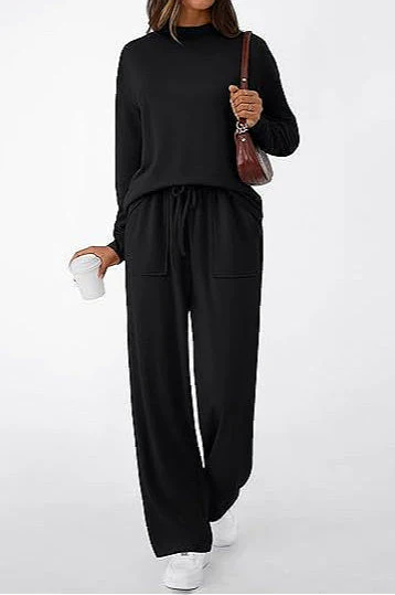 Chic Pocketed Drawstring Solid Casual Two Piece Set - Image 4