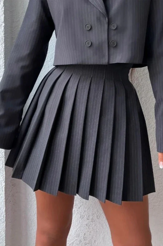 Chic Preppy Blazer Mini Skirt Two Piece Set - Image 3