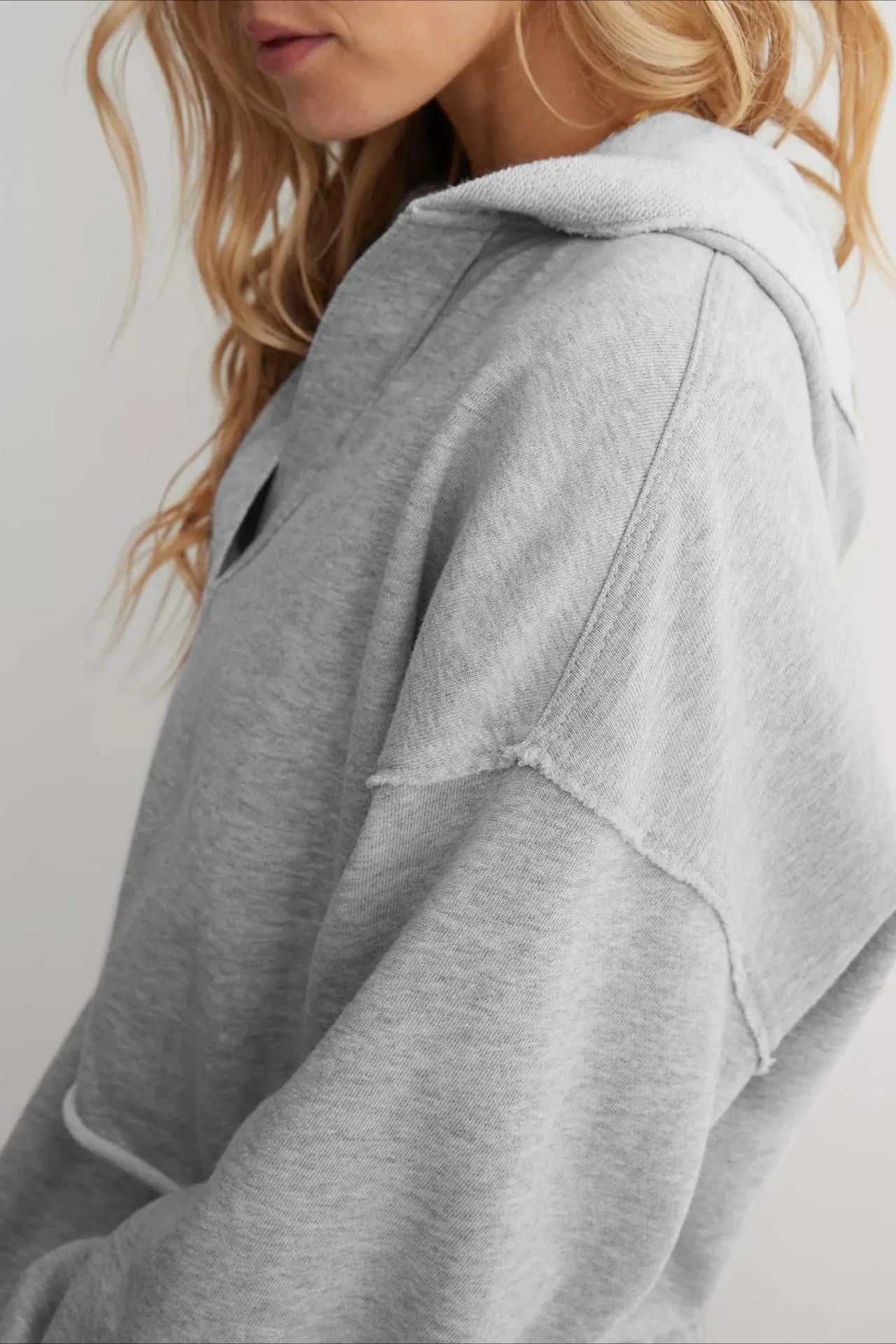 Chic Relaxed Solid V-Neck Hoodie - Image 7