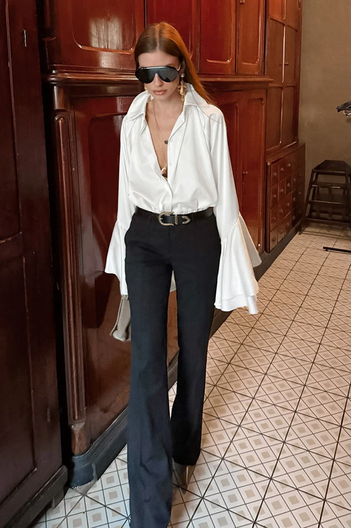 Chic Satin Long Sleeve Elegant Blouse - Image 4