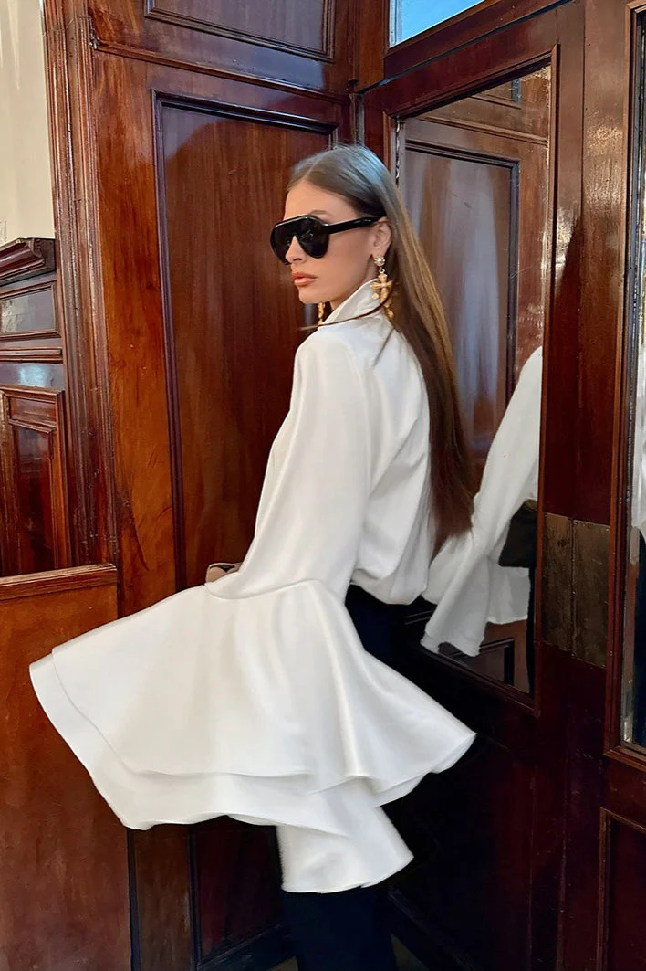 Chic Satin Long Sleeve Elegant Blouse - Image 6