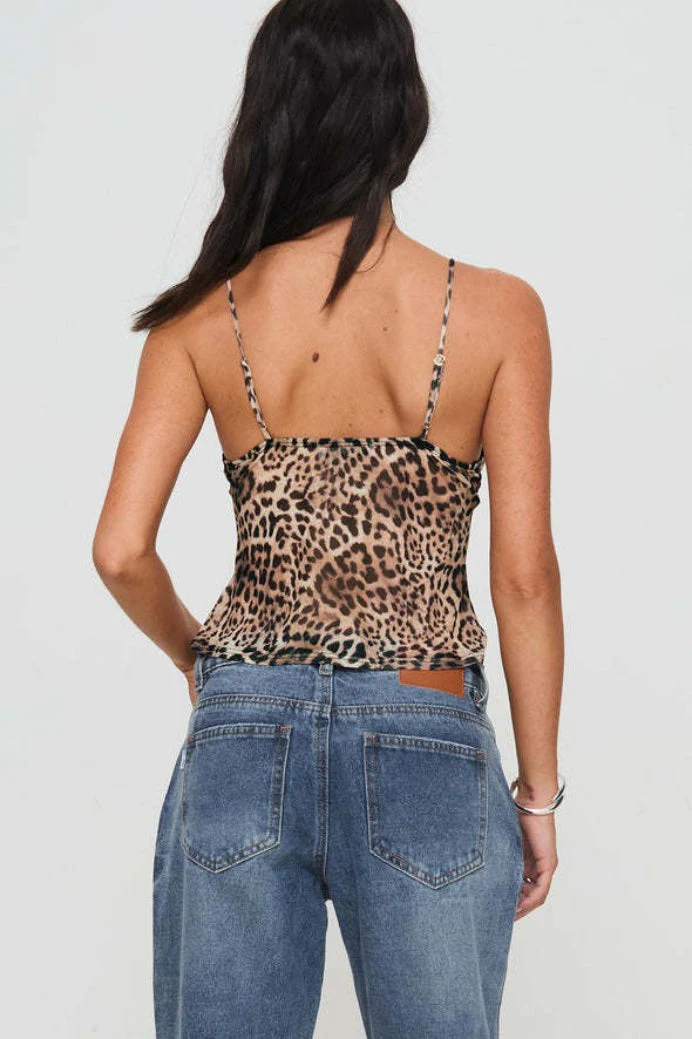 Chic Sexy Leopard Print Cami Top - Image 2