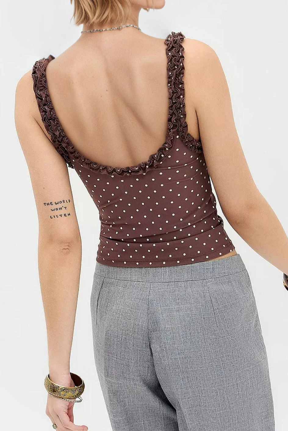 Chic Sexy Polka Dot Ruffle Cami Top - Image 3