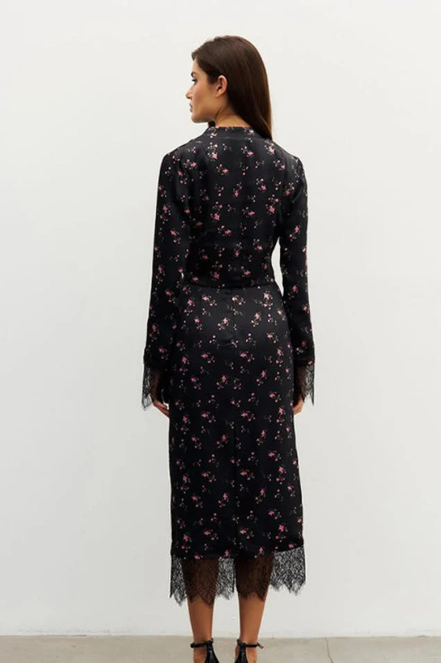 Chic Slim Floral Print Long Sleeve Skirt Set - Image 3