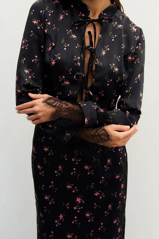 Chic Slim Floral Print Long Sleeve Skirt Set - Image 4