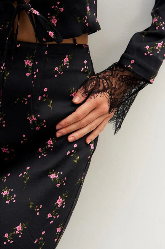 Chic Slim Floral Print Long Sleeve Skirt Set - Image 6