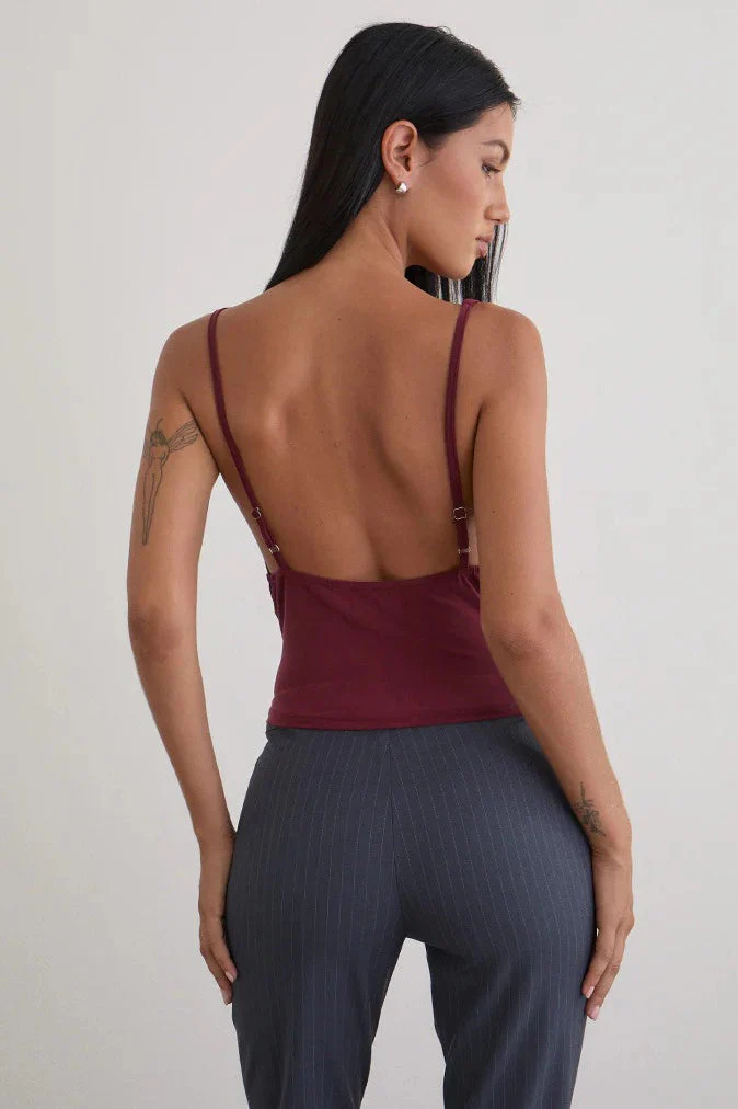 Chic Solid Slim U Neck Sequin Cami Top - Image 4